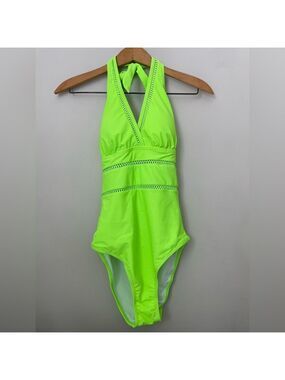Neon Green Halter Swimsuit Small